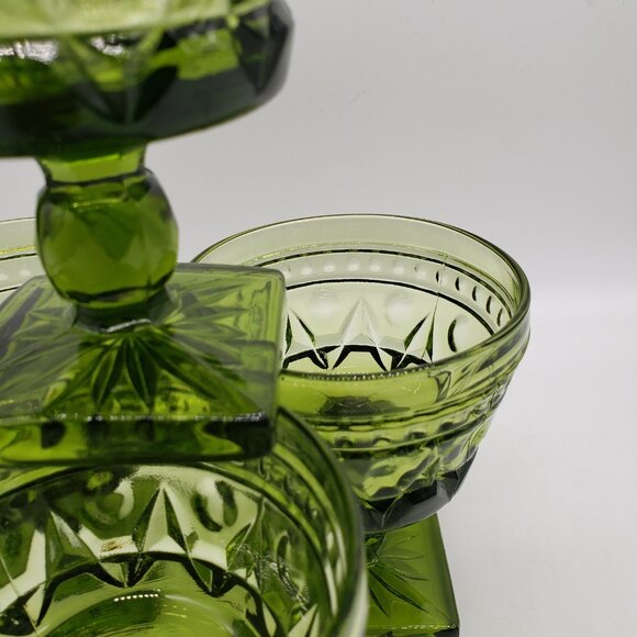 Vintage Park Lane by Colony Champagne Green Sherbet Glasses 4.25" Set of 4 - Picture 3 of 6